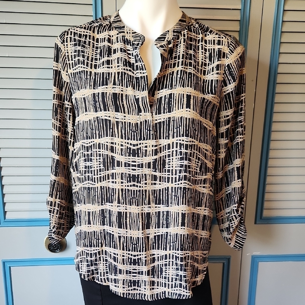 Daniel Rainn Brown & Black Abstract Print Blouse
